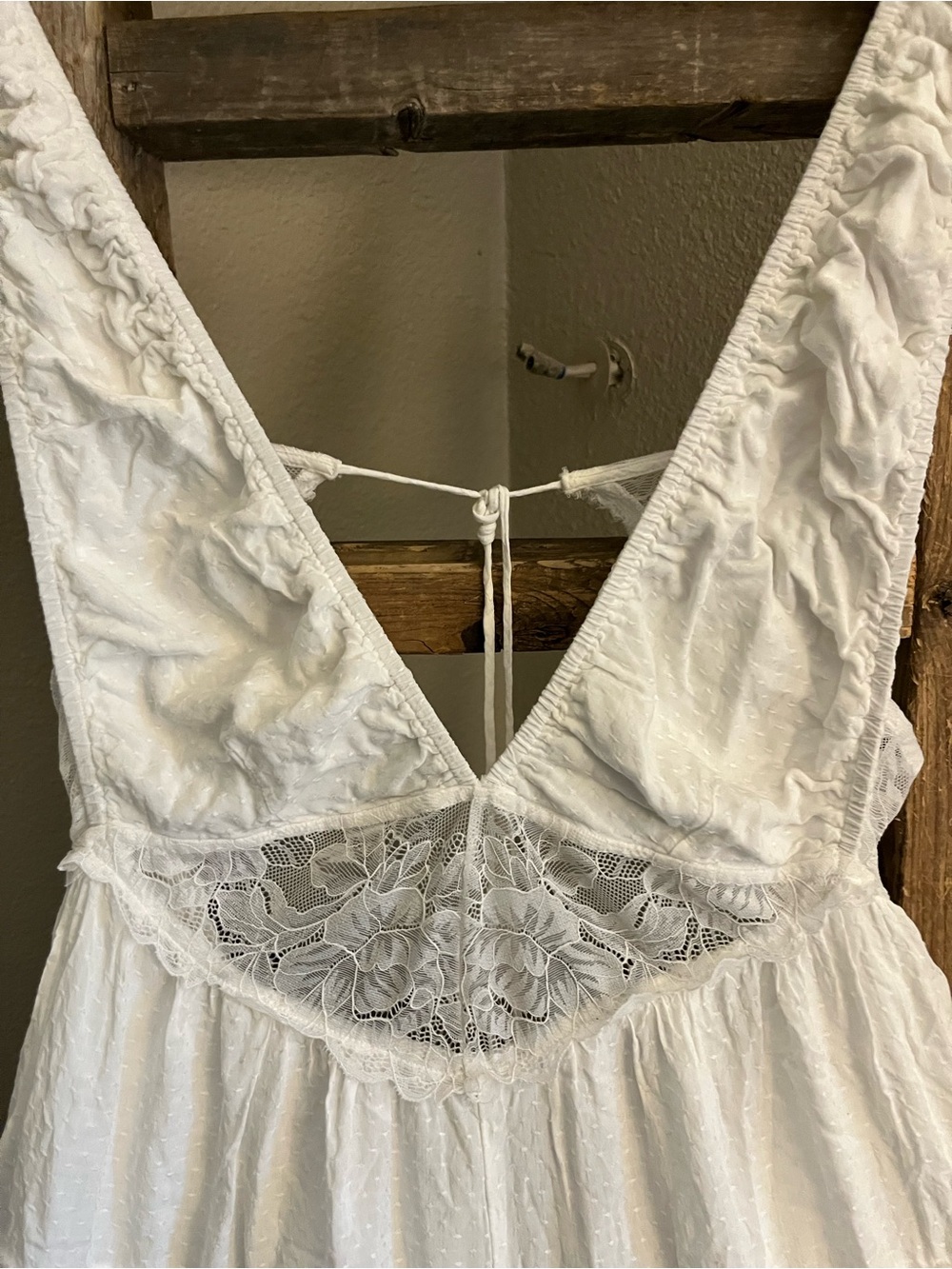 Free People White Lace V-Neck Mini Dress - Picture 5 of 9